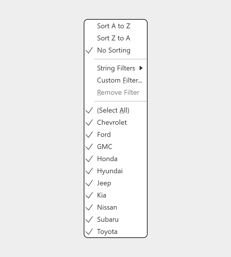 Dashboard element Table