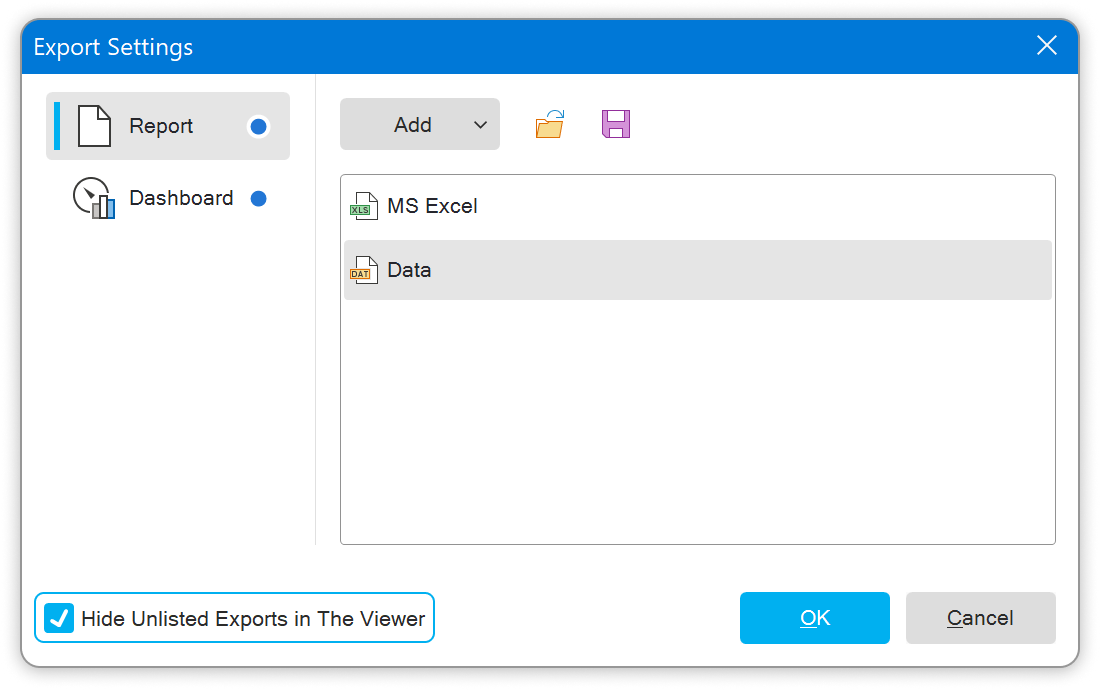 Export list settings