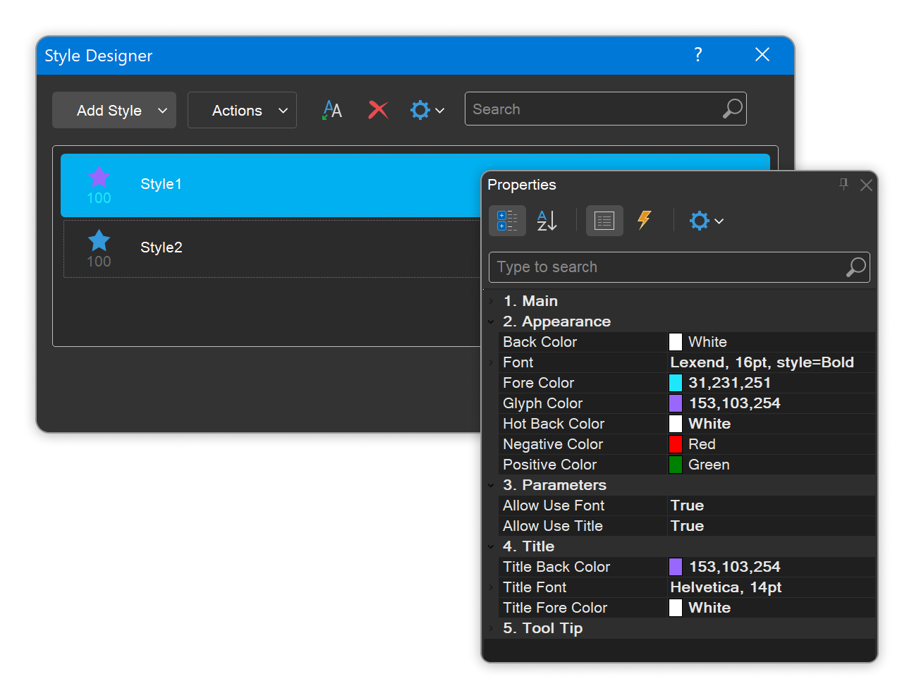 Title and font settings in dashboard styles