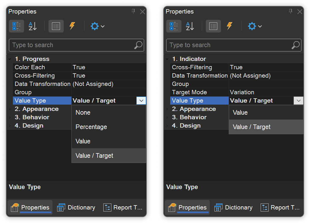Value Type for Indicator and Progress