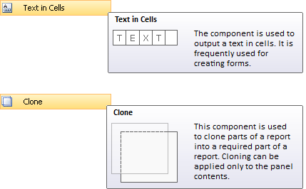 Clone and Text In Cells components