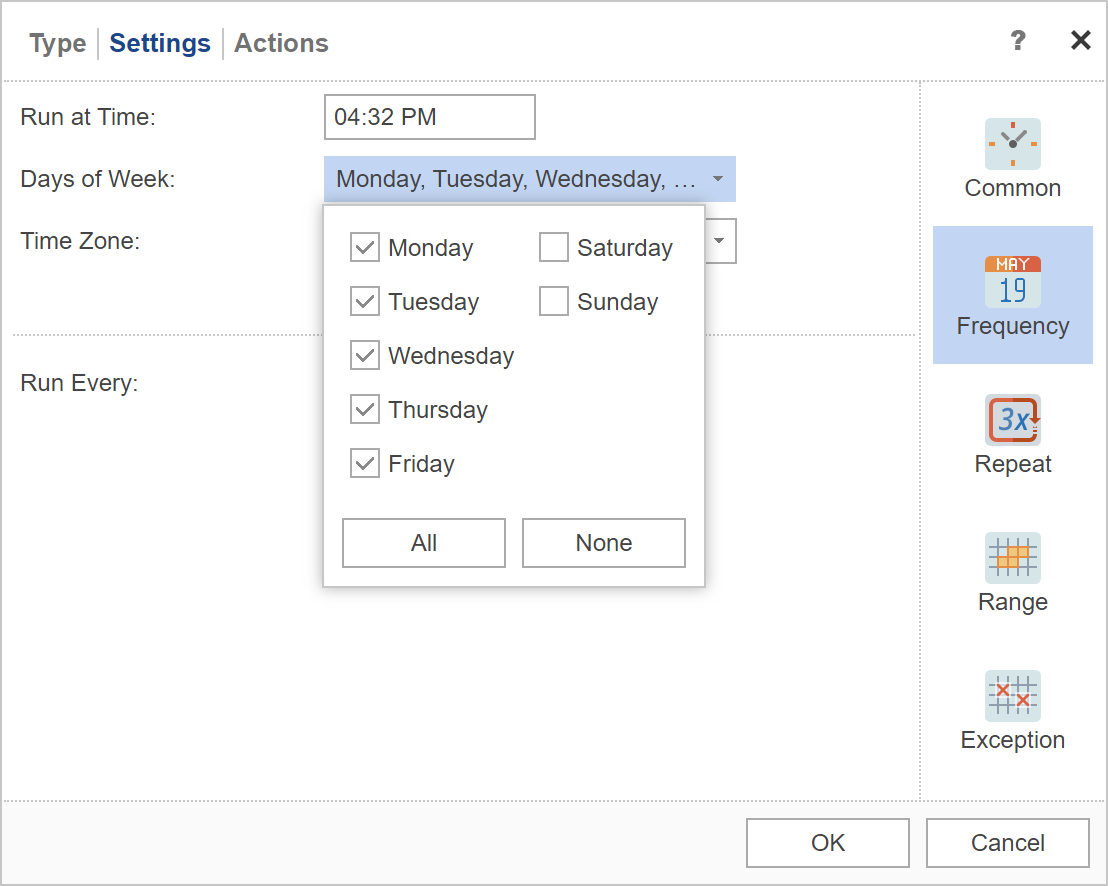 Scheduler Settings